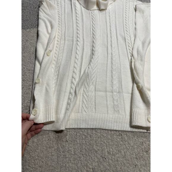 Talbots Cowl Neck Poncho Sweater Womens Size L / XL Cable Knit Sleeveless White - Picture 8 of 8